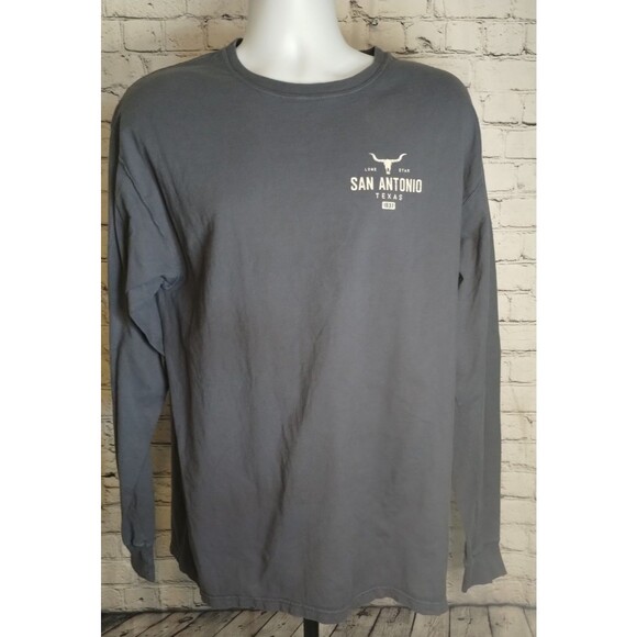 Gray Long Sleeve Comfort Wash San Antonio Texas T Shirt Large - Picture 2 of 8
